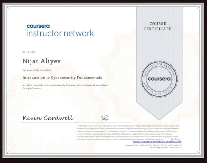 Introduction to Cybersecurity Fundamentals