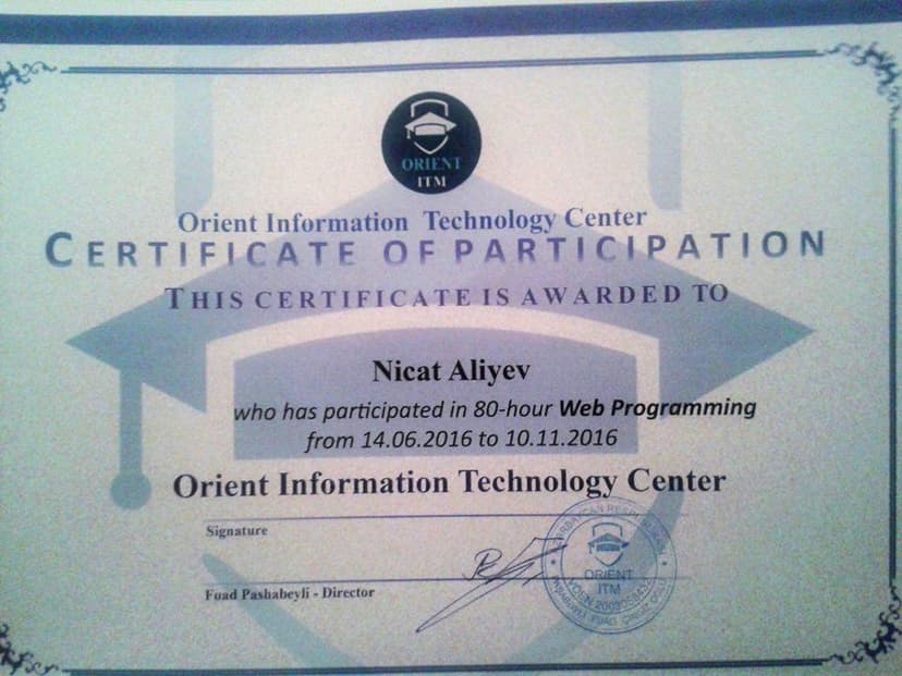 Orient ITM Web Development Certificate