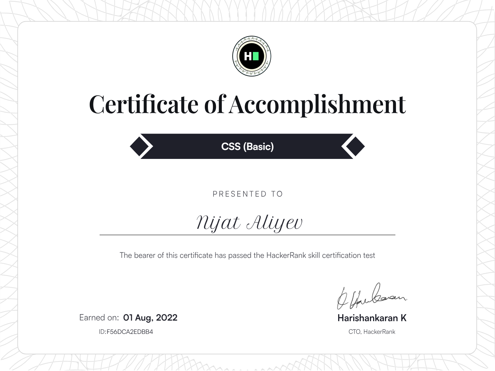 HackerRank CSS (Basic) Certificate