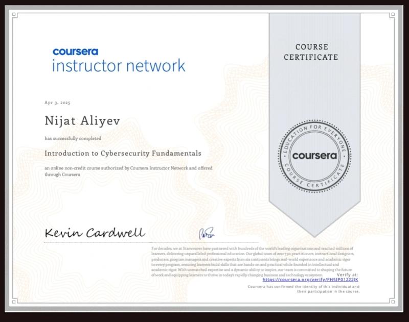 Introduction to Cybersecurity Fundamentals