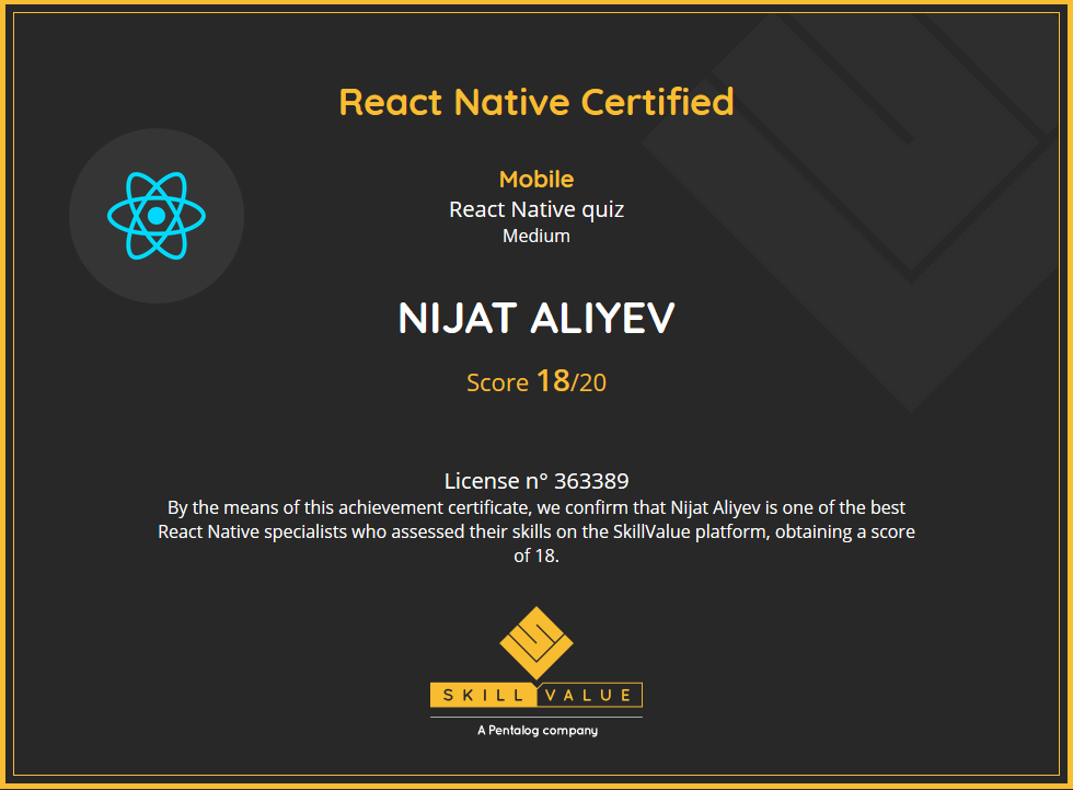 React-Native Certificate